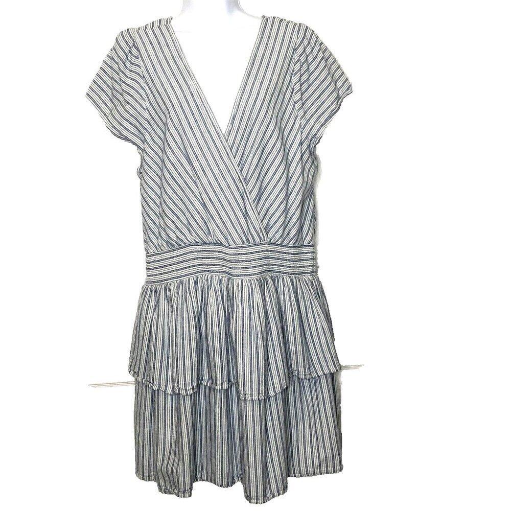 American Eagle Dress XL Striped Ruffle Skirt V Neck Cap Sleeve Boho Cottagecore